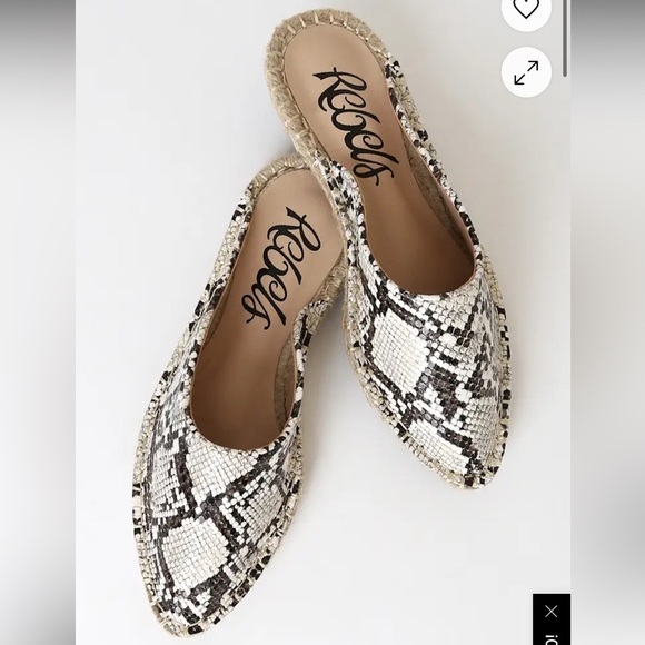 Rebels Paola Snake Pointed-Toe Espadrille Flats mules size 39 NWOT never worn - Picture 3 of 8
